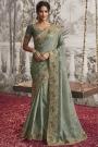 Sage Green Luxe Fabric Embroidered Saree