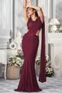 Pre-Draped Maroon Designer Embroidered Lycra Saree With Belt