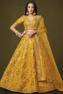 Mustard Silk Embroidered Lehenga Set