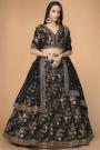 Black Silk Embroidered Lehenga Set