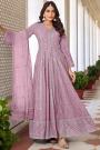 Mauvey Pink Georgette Embroidered Anarkali Suit