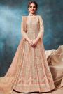 Rose Gold Net Embroidered Anarkali Suit