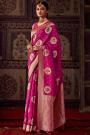 Pink Zari weaved Crepe Georgette Saree