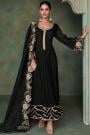 Black Silk Embroidered Anarkali Suit With Dupatta