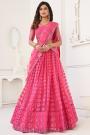 Fuchsia Pink Net Embroidered Lehenga Set