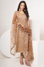 Brown Net Embroidered Suit Set