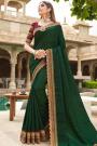 Dark Green Luxurious Fabric Embroidered Saree