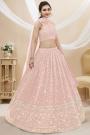 Light Peach Georgette Embroidered Lehenga Set