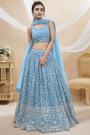 Sky Blue Georgette Embroidered Lehenga Set