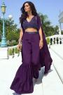 Plum Purple Georgette Embroidered Indo Western 3 Piece Attire