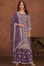 Lilac Georgette Embroidered Sharara Kurta Set