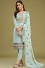 Soft Blue Georgette Embroidered Kurta Set