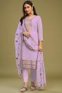 Lavender Georgette Embroidered Kurta Set