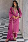 Magenta Bandhani Print & Embroidered Cotton Silk Kurta Set