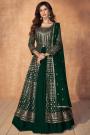 Bottle Green Georgette Embroidered Anarkali With Skirt