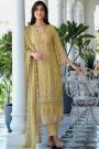 Yellow Organza Silk Embroidered Kurta Set