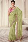 Green Organza Silk Embroidered Saree
