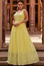 Yellow Georgette Embroidered Anarkali Dress with Dupatta