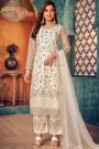Ivory Net Embroidered Kurta Set