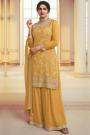 Yellow Chinon Silk Embroidered Kurta Set