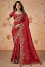 Red Silk Embroidered Saree