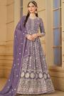 Dusty Purple Georgette Embroidered Anarkali Suit