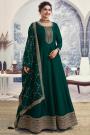 Bottle Green Silk Georgette Embroidered Anarkali Suit