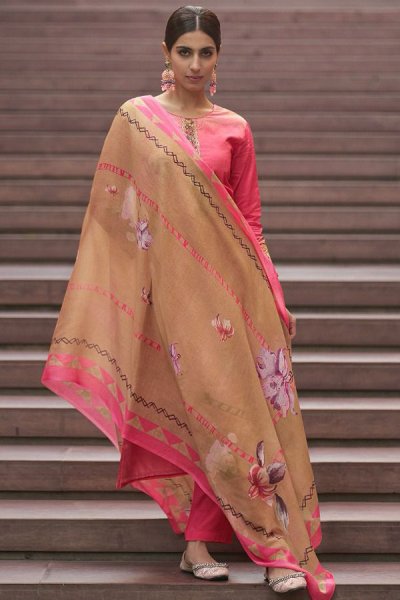 Coral Printed & Embroidered Lawn Cotton Kurta Set