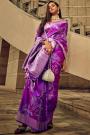Purple Satin Weaved Saree