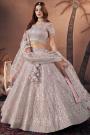 Soft Pink Net Hand Embroidered Lehenga Set