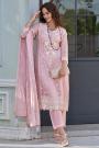 Light Pink Organza Silk Embroidered Kurta Set