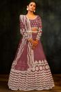Mauve Net Embroidered Lehenga Set