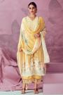 Yellow Cotton Silk Printed, Embroidered Organza Detailed Kurta Sets