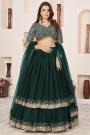 Bottle Green Georgette Embroidered Lehenga Set