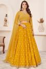 Mustard Georgette Embroidered Lehenga Set