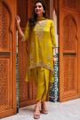 Stunning Mustard Green Chinon Silk Embroidered Dhoti Kurta Set