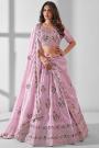 Light Pink Organza Silk Embroidered Lehenga Set
