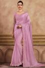 Light Pink Silk Hand Embroidered Bordered Saree