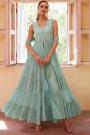 Mint Georgette Embroidered Anarkali Dress