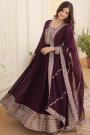 Purple Georgette Embroidered Anarkali Dress With Dupatta