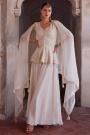 Ivory Georgette Embroidered Top & Bottom Set With Dupatta
