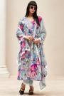 Grey Multicolor Cotton Silk Printed &  Embroidered Kurta Set with Chinon Silk Dupatta