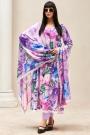 Lilac Multicolor Cotton Silk Printed & Embroidered Kurta Setwith Chinon silk dupatta