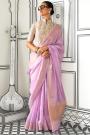 Lilac Chiffon Handloom Woven Saree
