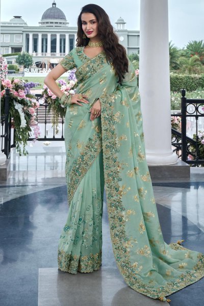 Mint Green Silk Zari Woven Saree Mint Green Silk Zari Woven Saree