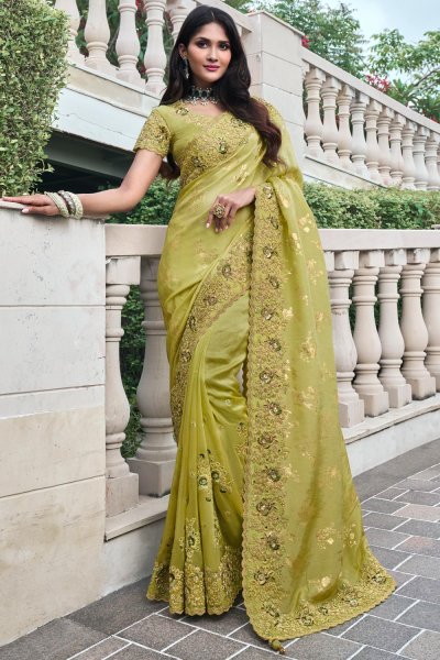 Pastel Lemon Green Silk Zari Woven Saree Pastel Lemon Green Silk Zari Woven Saree