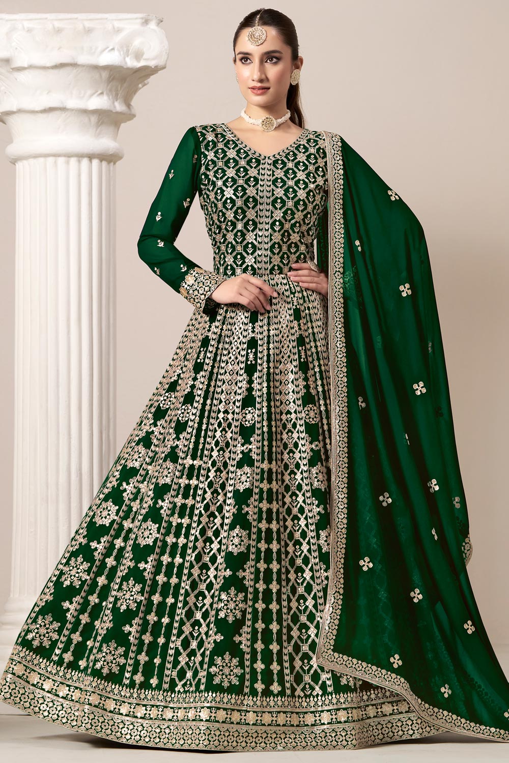 Marble Blue Georgette Pant Anarkali main image 1