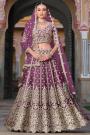 Mauve Net Embroidered Lehenga Set