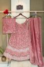 Flamingo Pink Organza Silk Embroidered Lehenga Set