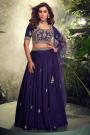 Violet Chinon Silk Embroidered Lehenga Set